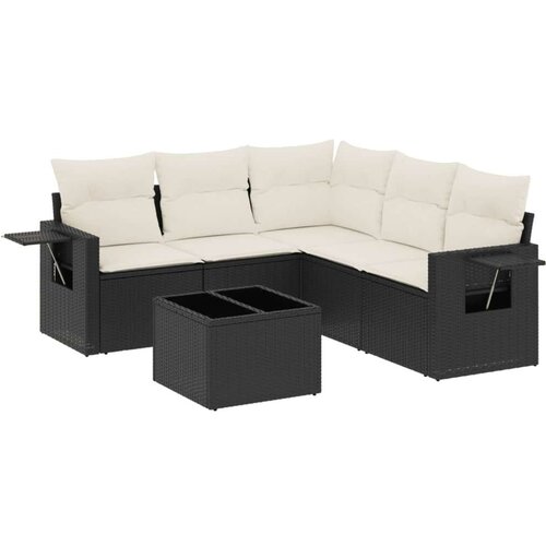 VidaXL 6-dijelni set vrtnih sofa s jastucima crni od poliratana Slike
