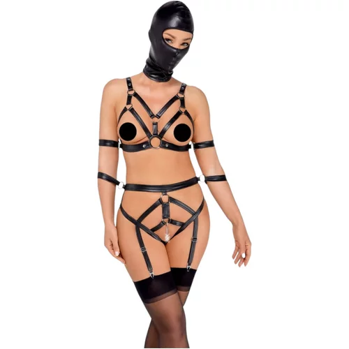 Bad Kitty - set pojasa za tijelo i maska za glavu (crna)