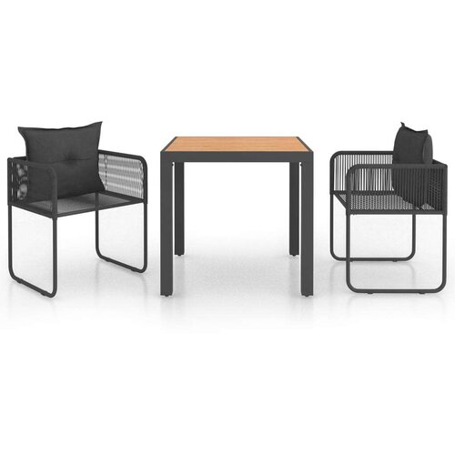 In 3-dijelni vrtni blagovaonski set od PVC ratana crno-smeđi Cijene