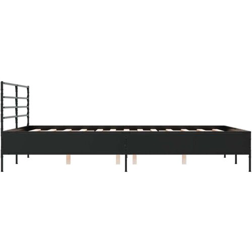  Okvir za krevet crni 150x200 cm konstruirano drvo i metal Slike