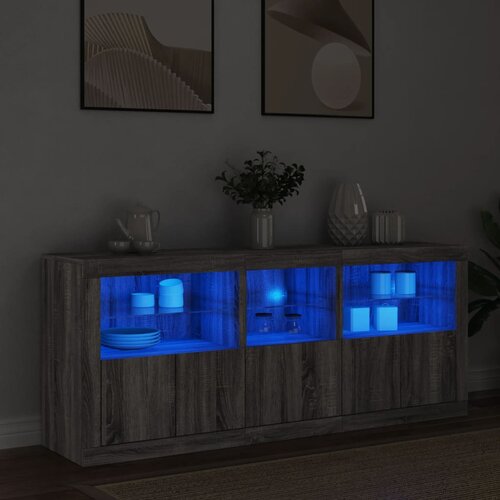  Komoda s LED svjetlima boja sivog hrasta 162 x 37 x 67 cm Slike