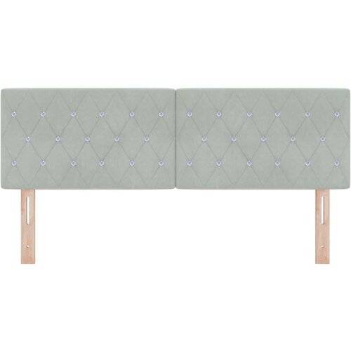 VidaXL naslon za glavu s kristalnim dugmadi, tufted, svjetlosiva 160 cm, bar&amp;scaron;un Slike