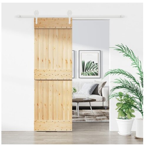 vidaXL Drsna vrata s kompletom vodil 70x210 cm trdna borovin Cene