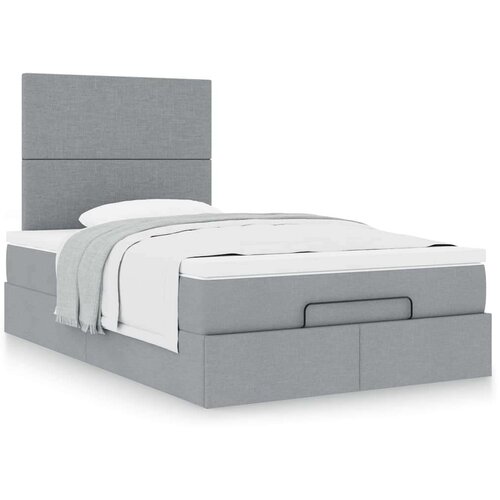 vidaXL Otomanski posteljni okvir z vzmetnico siv 120x190 cm blago Cene