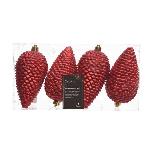 Dekordom novogodišnja dekoracija - hanging pinecone set 4pcs 12cm 028522 - christmas red - kmg ( 043316 ) Cene