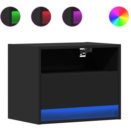 Maison Chic Stenski Dvo delni komplet Nočne omarice - Nočne mize z LED lučkami črna, (21688804) Slike