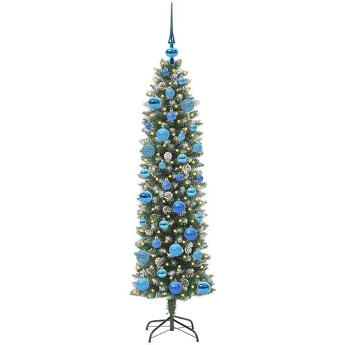 VidaXL Umjetno vitko božićno drvce s stalakom Zelena i bijela 150 cm Slike