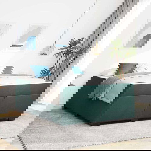  Posteljni okvir z vzmetnico Temno zelena 160 x 200 cm Žamet Cene