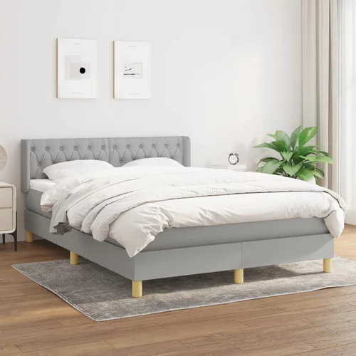  Krevet s oprugama i madracem svjetlosivi 140x190 cm od tkanine