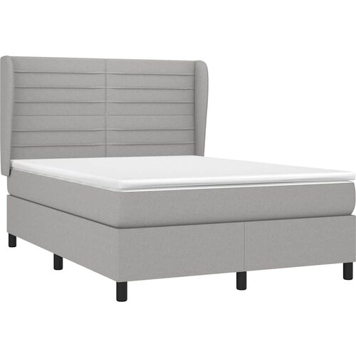  Krevet s oprugama i madracem svjetlosivi 140x190 cm od tkanine Slike