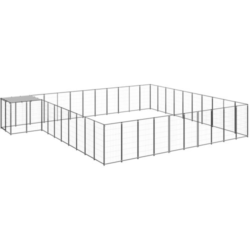 vidaXL pasji boks črn 31,46 m² jeklo Cene