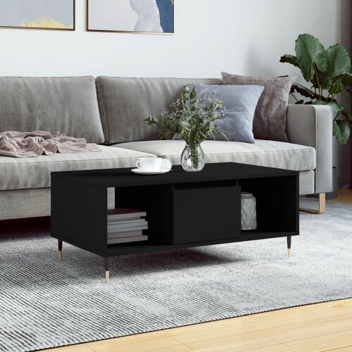 vidaXL Klubska mizica črna 90x50x36,5 cm inženirski les Cene
