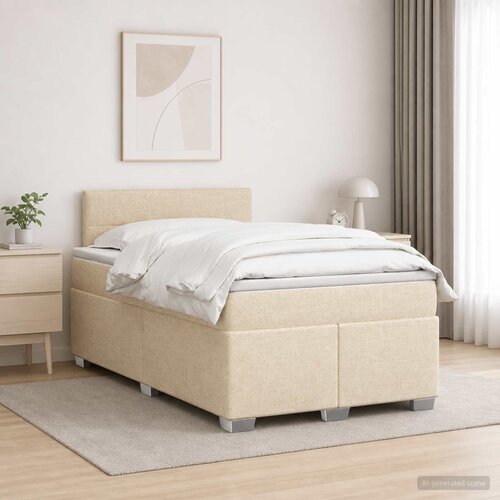  Boxspring krevet s madracem Krem 120 x 200 cm Tkanina Cijene