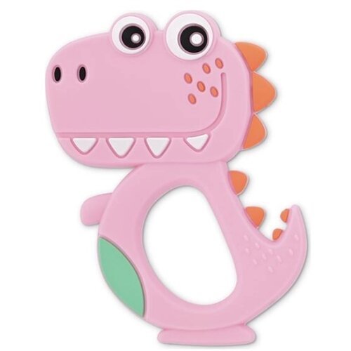 Lorelli SILIKONSKA GLODALICA ZA BEBE DINO - LUCKY PINK (10210820002) Slike