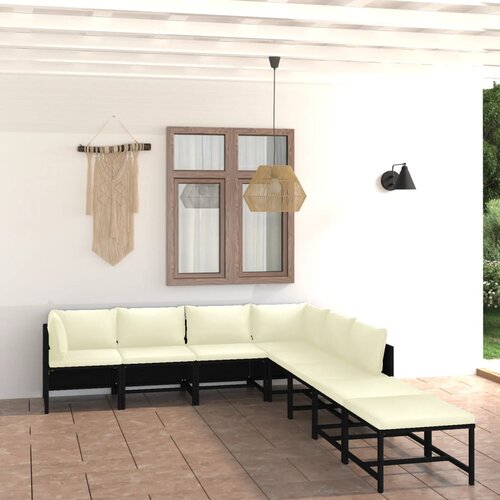 The Living Store Vrtna sedežna garnitura z blazinami 8-delna poli ratan črna - Vrtna Sedežna Garnitura, (21423005) Slike