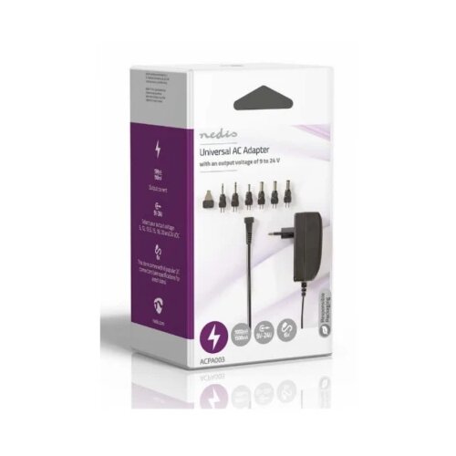 Nedis ACPA003 Universal AC Power Adapter 24W, 9-24V DC 1.80m 1.0-1.5A 6plug(s) Black Cene