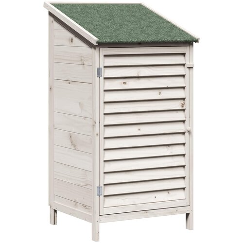 VidaXL Vrtna &amp;Scaron;upa s krovom Bijela 59 x 56 x 113 5 cm Čvrsto drvo jele - Bijela 59 x 56 x 113 5 cm Slike