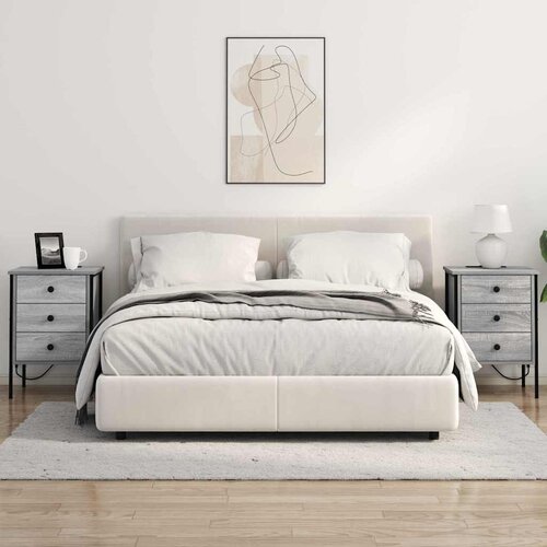  Noćni ormar 2 pcs Siva Sonoma 42 x 41 x 61 cm Konstruirano drvo Slike