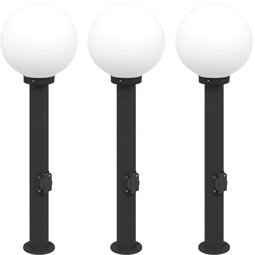 vidaXL Stebričke z vtičnico 3 kosi 80 cm črne IP44, (5000296958) Cene
