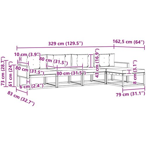  Set vanjskih sofa 5 kom. Prirodna i Svjetlosiva Slike