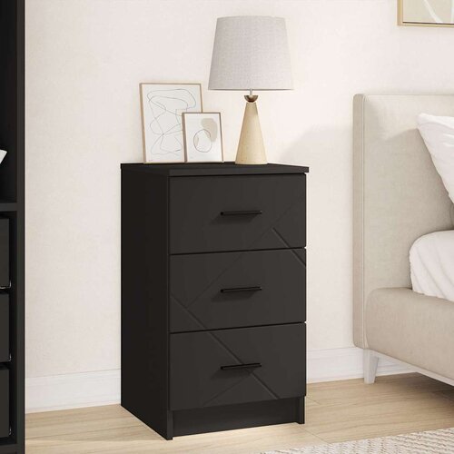 vidaXL Nočna omarica s predalom Črna 38 x 38 x 66 cm Konstruiran les Cene