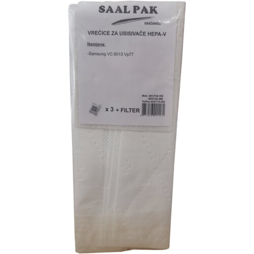Saal Pak Vrećice za usisivač, Hepa Samsung 6013, VP77, 116, 3 komada Cijene