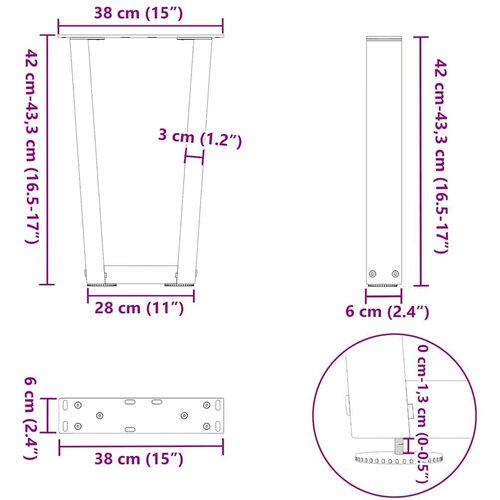  Noge za blagovaonski stol V-oblika 2 kom bijele 38x(42-43 3) cm Slike