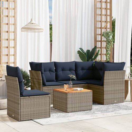 vidaXL 6-dijelni set vrtnih sofa od poliratana s jastucima sivi Cijene