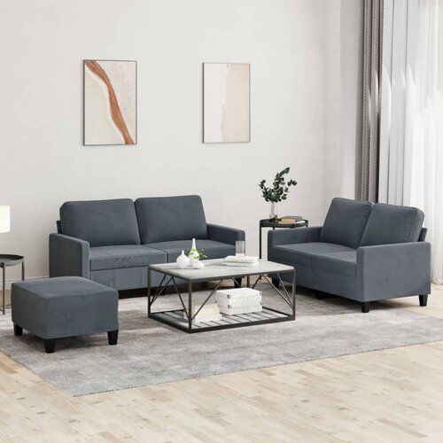  3-dijelni set sofa tamnosivi baršunasti Cene