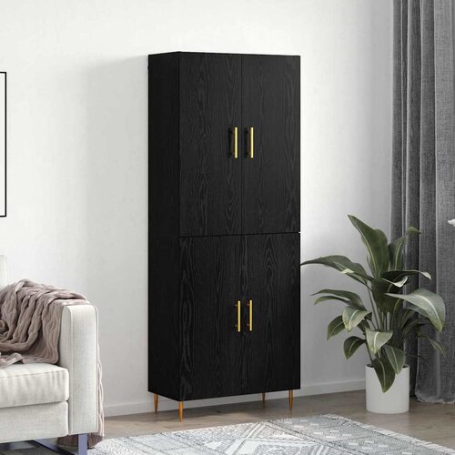 VidaXL Highboard Crni hrast 69.5 x 34 x 180 cm Konstruirano drvo Slike
