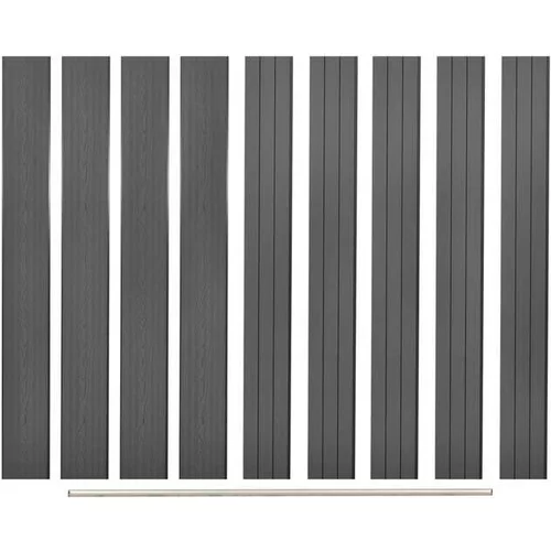  nadomestne ograjne plošče 9 kosov WPC 170 cm sive