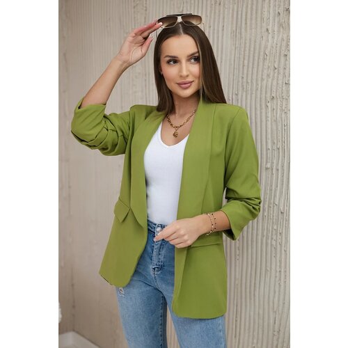Kesi Włoski Elegant jacket with lapels gray olive Slike