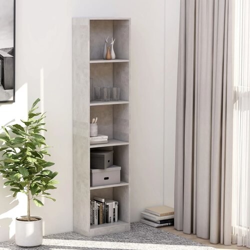 The Living Store Knjižna omara 5-nadstropna betonsko siva 40x24x175cm iverna pl. - Knjižna Omarica, (21431277) Cene