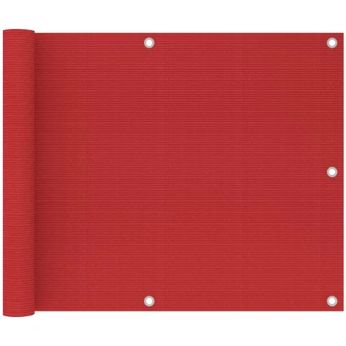 vidaXL balkonski zastor crveni 75 x 600 cm HDPE