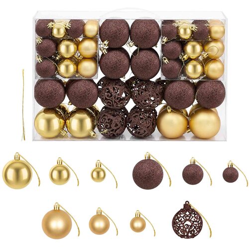  Set božićnih kuglica 100 komada 3/4/6 cm smeđi/brončani/zlatni Cijene