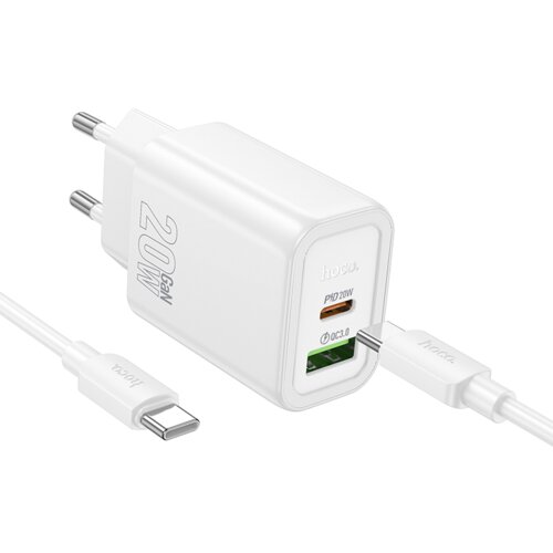 hoco. polnilec N61 GaN PD 20W USB-A, Type C s kablom Type C na Type C za Samsung - bel Cene