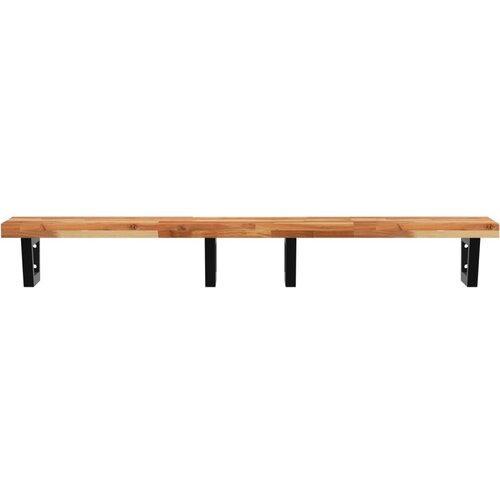  Zidna polica za umivaonik od čelika i masivnog bagremovog drva Smeđa 160 x 40 x 4 cm Slike