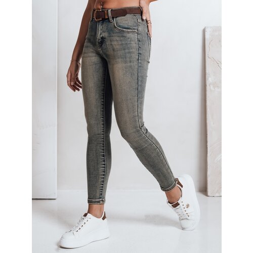 DStreet Jeansy damskie skinny z paskiem niebieskie Cene