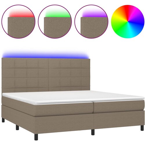 vidaXL Krevet box spring s madracem LED smeđesivi 200x200 cm tkanina Cijene