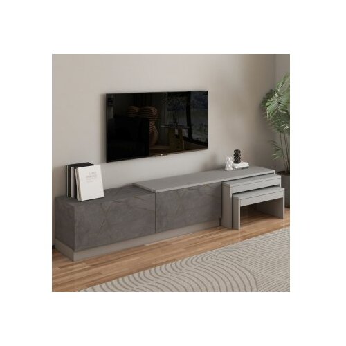 Hanah home TV polica Nest Gordion Marble Grey Cene