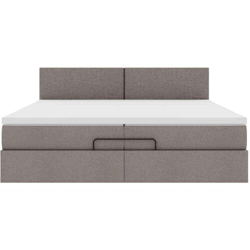 VidaXL Otomanski krevet s madracem smeđesivi 200x200 cm tkanine Slike