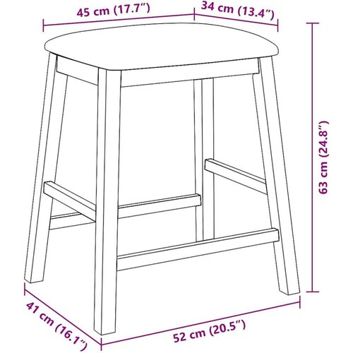 vidaXL Bar stoli z blazinami 2 kosa Brown Solid Wood Rubber Cene