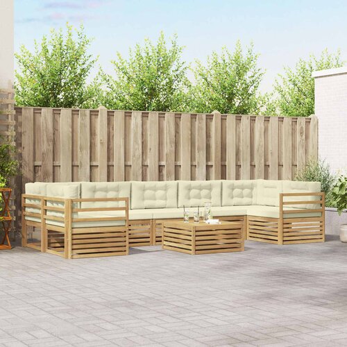  Set vanjskih sofa 8 kom. Bijela i krem Čvrsto drvo akacije Cijene