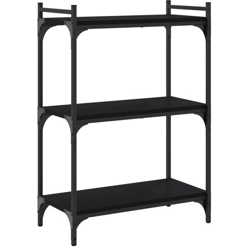  Regal za knjige s 3 razine crni 60x30x86 cm konstruirano drvo Slike
