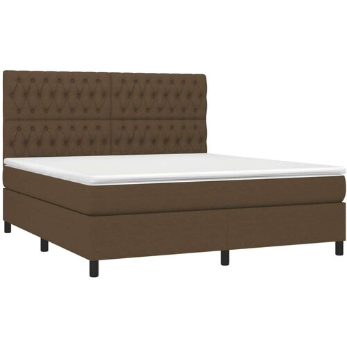  Krevet box spring s madracem LED tamnosmeđi 180x200 cm tkanina Slike