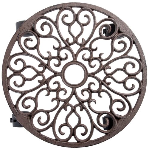 Esschert Design Metalni mobilni stalak za tegle za bilje &amp;oslash; 34,5 cm Ornament &amp;ndash; Slike