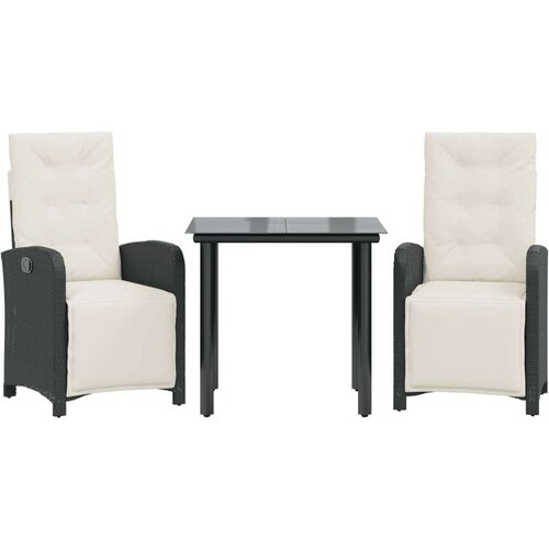 VidaXL 3-dijelni bistro set s jastucima crni od poliratana Slike