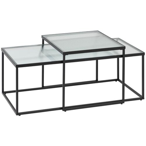Kave Home Črne steklene mizice v kompletu 2 ks 55x100 cm Akemi &amp;ndash; Slike
