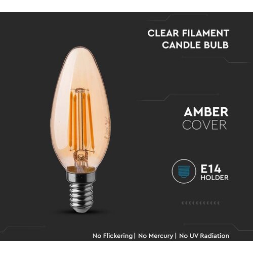  led sijalica filament jantarna E14/4W/230V 2200K Slike