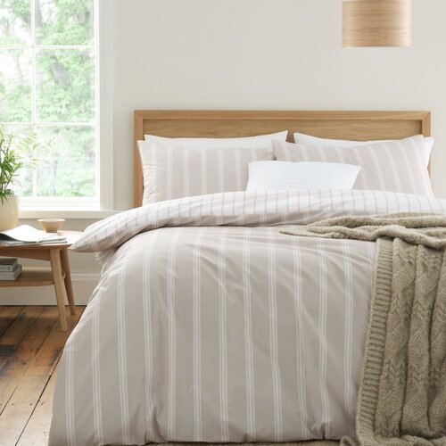 Bianca Bež bombažna posteljnina za zakonsko posteljo/podalj&amp;scaron;ana 230x220 cm Ashford Stripe &amp;ndash; Slike